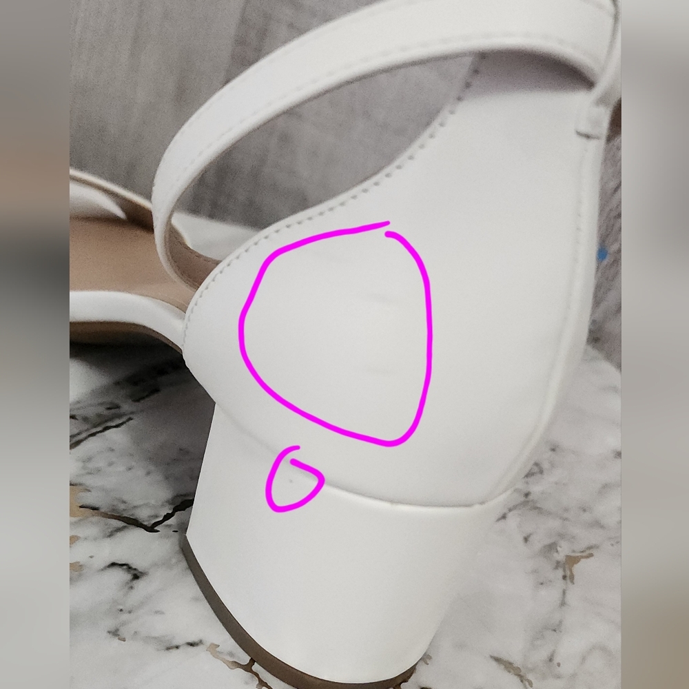Kelly & Katie White Ankle-Strap Block Heel Sandals with Single Toe Strap - Picture 7 of 8